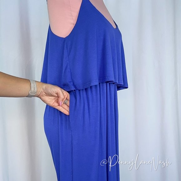 NWT Blu Ivy Kelly Strappy Back Jersey Maxi Dress Blue - Picture 8 of 14